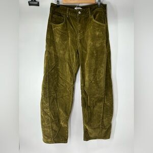 Topshop Women's Velvet Pants in Olive Green Size 10